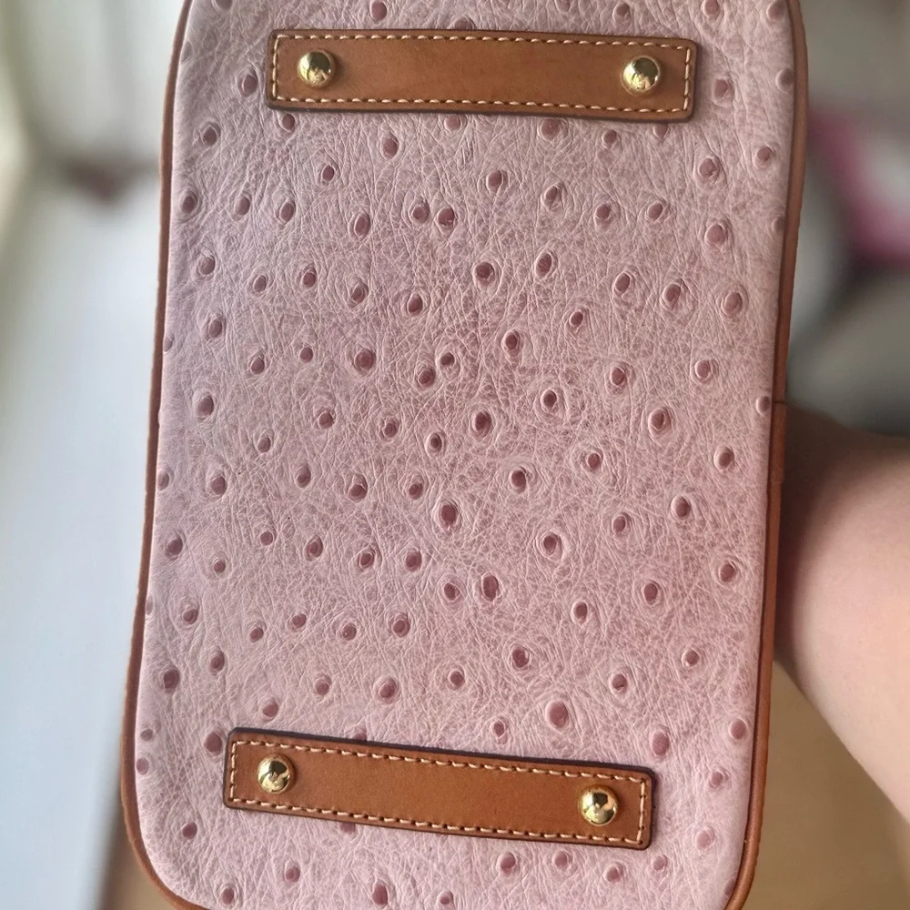 Dooney & Bourke Charlie Satchel in Pink Ostrich - Picture 5 of 7